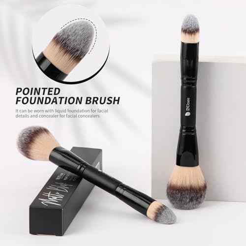 DUcare Powder Brush Foundation Brushes Double Ended Blush Setting Brush for Rounded Taperd Liquid, Cream, Powder,Blending, Buffing