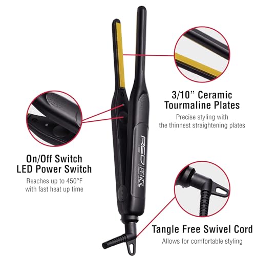 Red by Kiss 0.3 Inch Ceramic Flat Iron for Short Hair & Edges