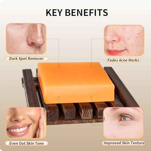 Kojic Acid Soap for Dark Spot Remover Bars with Turmeric, Vitamin C, Retinol, Collagen with Hyaluronic Acid, Vitamin E, Shea Butter, Castile Olive Oil - 3.52 OZ x 2 Bars