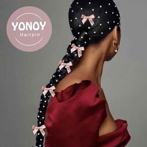 YONOY 60Pcs Mini Cute Bow Hair Clips for Women Girls,Small Hair Clips Solid Color Hair Ribbon Alligator Clips Barrettes Pins Metal Y2kHair Accessories