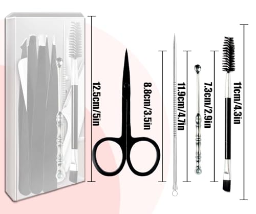 Tweezers for Women Facial Hair Eyebrow Kit - Black, Stainless Steel, Precise & Durable