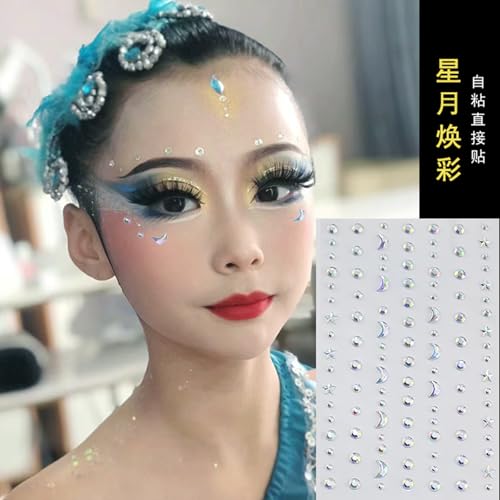 5D Face Gem Stickers - 5 Sheets Self-Adhesive Rhinestones