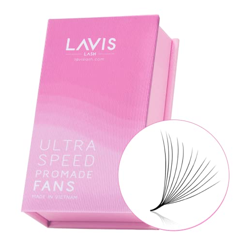 LAVISLASH 500 Ultraspeed Promade Fans Handmade Volume Eyelashes | Ultra Speed Eyelash Extension | 3D To 16D Fans | 0.03/0.05/0.07mm Thickness | C/CC/D Curl | 8-16mm Length(12D-0.05-C-10mm)