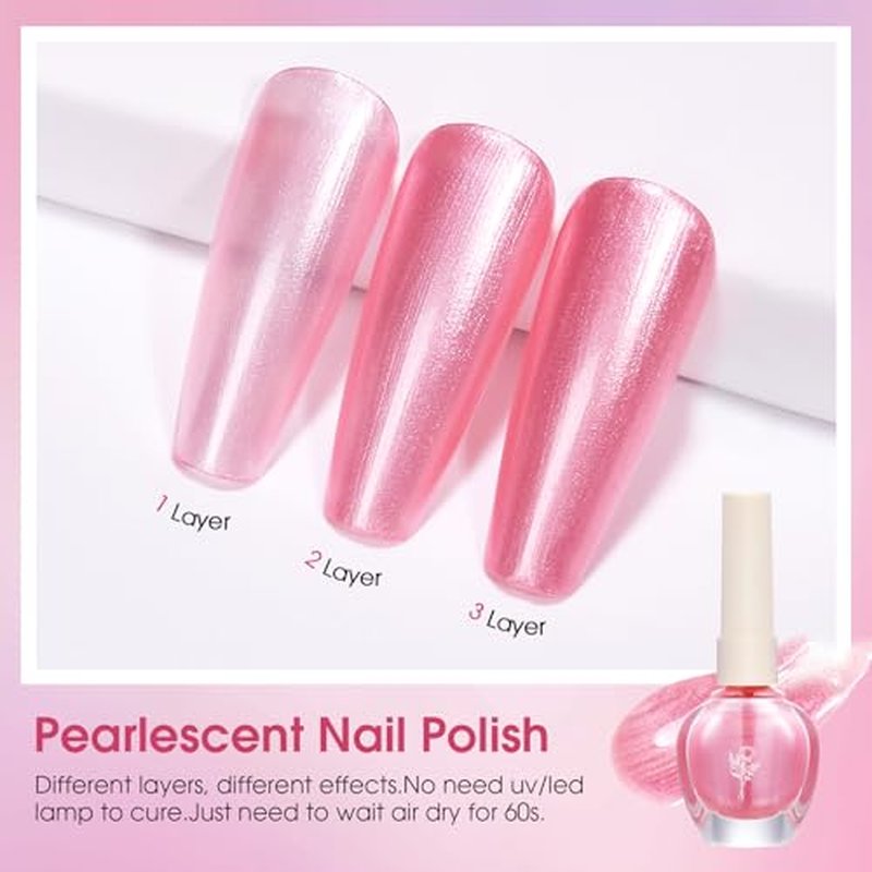 COSMOO Quick Dry Pearl Pink Nail Polish - 0.42 fl oz Chip Resistant
