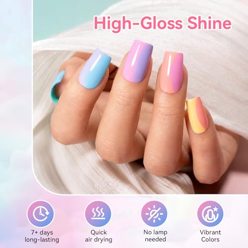 Pastel Nail Polish Set - 6 Colors Quick-Dry Non-Gel