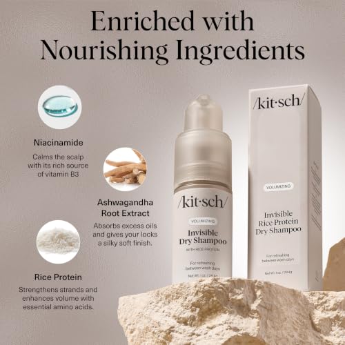 Kitsch Invisible Rice Protein Dry Shampoo Pump 1oz - Volumizing & Oil-Absorbing