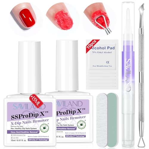 SAVILAND Dip Powder Nail Remover Kit with Cuticle Oil & File Tools