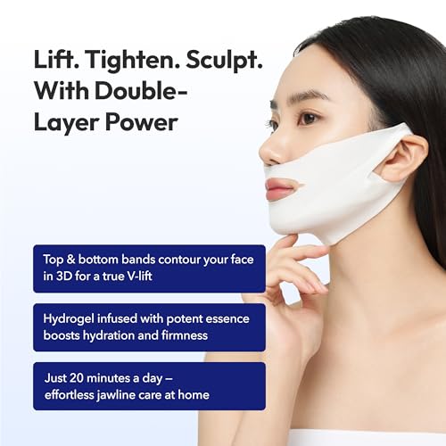 AVAJAR Chin Lifting Mask, Premium V Line Lifting Mask Anti-aging Collagen Face Mask for Women Jawline Shaper Double Chin Mask with Hyaluronic Acid, Rejubebe¢â and Centella asiatica (5PCS)