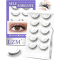 Self Adhesive Eyelashes Glueless Lashes - Natural Look 7-10mm No Glue Eyelashes Strip Waterproof All-Day Hold Press On Lashes Glueless Reusable Lash Strips Kit With Tweezer for Makeup by LZM (08)