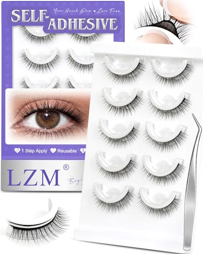 LZM Self Adhesive Eyelashes - 10mm Glueless Natural Strip Lashes
