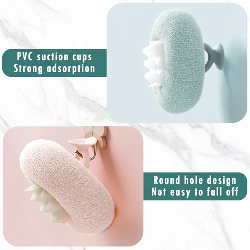 OneNine Super Soft Sunflower Suction Cup Bath Ball, 2-in-1 Sunflower Bath Ball, 2 PCS, Pink, Cyan, Polyurethane, Simplicity, Cute