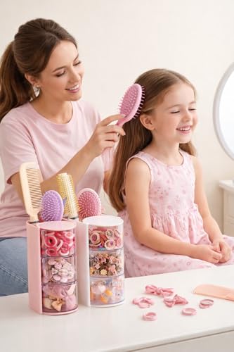 Rotating Hair Accessories Organizer, 3-Drawer Storage for Brushes & Clips