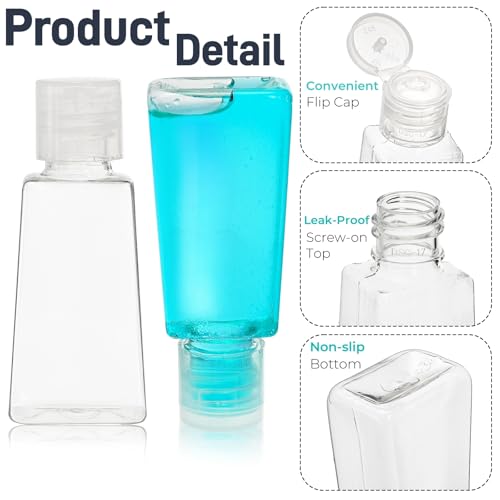 1 oz Travel Plastic Bottles, 100-Pack Flip Cap Refillable Containers