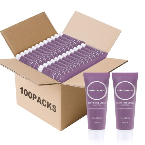 Travel Size Body Lotion, Small Hand Cream Lotion Bulk, Nourishing Extra Dry Skin Individually Wrapped Mini Bottle Shower Moisturizer Lotion Toiletries for Travel Hotel Homeless 1 oz (Pack of 100)