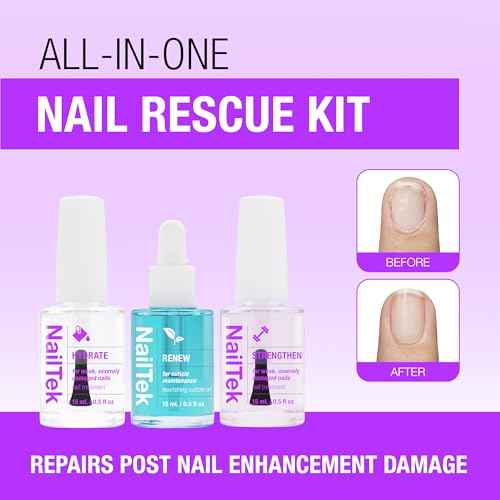 Nail Tek Rescue System ? Nail Repair for Damaged Nails, Hydrate, Renew & Strengthen Nails Treatment, Made in USA, 0.5 fl oz each