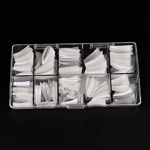 KADS French Nail Tips 500PCS Flake Nails Half Cover 10 Sizes Artificial False Nails Lady French Acrylic with Box for Nail Salon and DIY Nail Art (HC15)