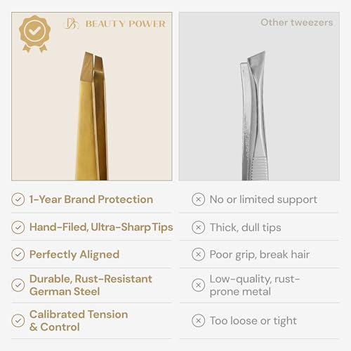 Professional Slant Tweezers for Eyebrows & Facial Hair Removal