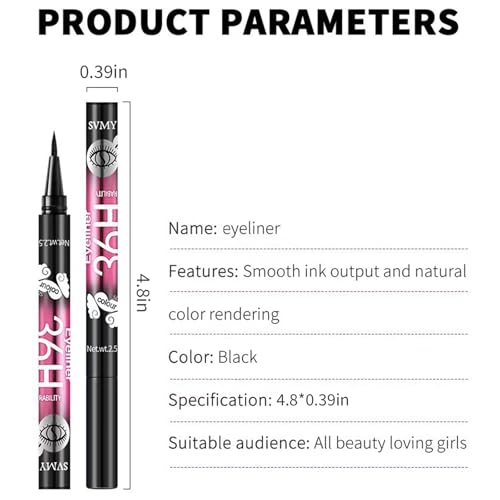 12 Pcs Black Liquid Eyeliner Pen, Waterproof & Long-Wearing