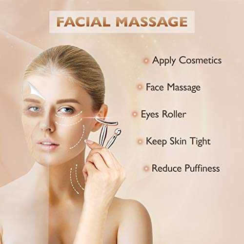 LISAPACK 2PCS Metal Eye Cream Applicator Wand Stick, Massager Tool for Facial Massage, Reduce Puffiness (Rose Gold)
