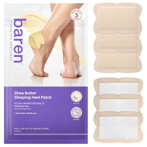 Baren Shea Butter Overnight Heel Patch - Cracked Heel Foot Mask (6 Pack)