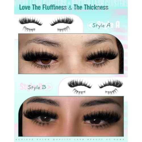 Thick Fairy Lash Clusters Kit DIY Salon-Effect Lash Extensions Wispy Eyelash Clusters Kit Spiky Manga Individual Lashes Bottom Lashes Clusters Eyelash Extensions Kit 5-20mm Fluffy Lash Extension Kit