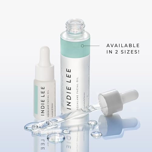 Indie Lee 100% Squalane Oil - Daily Face Oil & Hydrating Moisturizer for Dry Skin, Fine Lines and Wrinkles - Even Skin Tone, Brighten & Improve Texture (30ml)