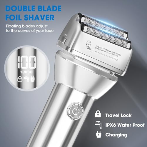 Professional Hair Clippers for Men, Barber Clippers and Trimmers Set, Foil Shavers for Men, 4 in 1 Cordless Hair Clippers Set Hair Cutting Kit Barber kit with LED Display