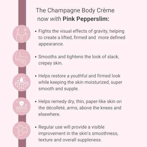 Consult Beaute Champagne Lift Hydrating Firming Body Cream with Pink Pepperslim for Crepey Skin Moisturizer Tightens, Tones & Hydrates Dry Skin on Arms & Legs - 8 oz.