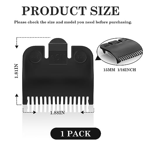 Replacement for Wahl Professional #1/2 Guide Comb Attachment No.1 1/16" (1.5mm) (biack,2 pack)