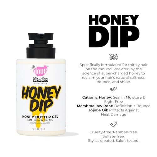 The Doux Honey Dip Honey Butter Gel for Curly Hair, Moisturizing & Strong Hold, 12 oz