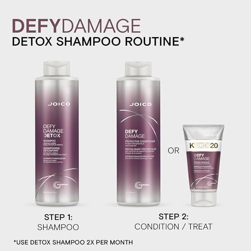 Joico Defy Damage Detox Shampoo | Removes Chlorine, Hard Water Residue, Product Buildup, Metals, & Trace Minerals | Strengthens Bonds & Preserves Hair Color | Vegan | Sulfate-Free
