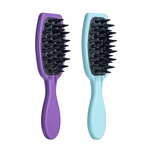 oneleaf Hair Comb - Home Use Long Handle Shampoo Brush for Scalp Massage and Deep Cleansing(Pink & Gray) (Blue&Purple)