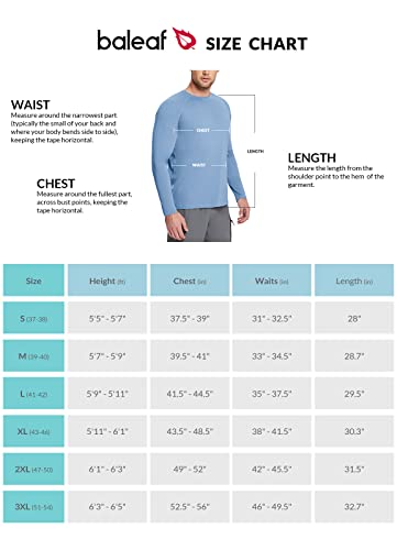 BALEAF Men's Long Sleeve Running Shirts Workout Tops Quick Dry SPF Rash Guard Lightweight Hiking Sun Protection t Shirt Blue S