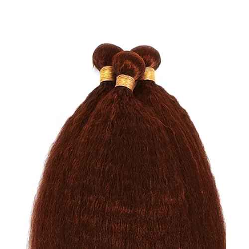 Color 33 Bundles Copper Yaki Straight Human Hair Bundles 8A Auburn Brown Bundles Hair Weave 3 Bundles 14 16 18 Inch Reddish Brown Kinky Straight Bundles 300G