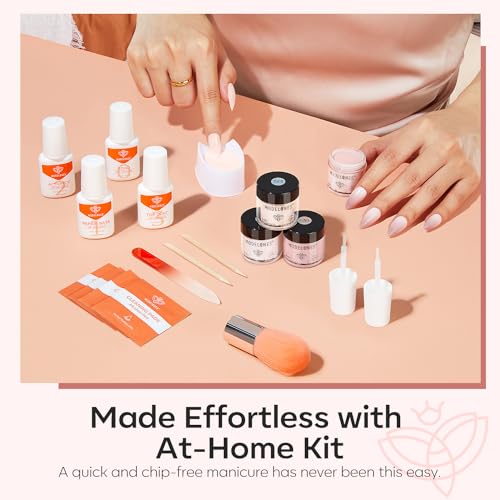 Modelones Dip Powder Nail Starter Kit, 4 Nude Colors 19 Pcs Manicure Set
