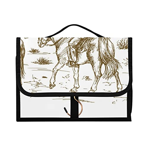 Western Desert Cowboys Travel Toiletry Bag Cosmetic Make up Brush Cases Hanging Water-resistant Accessories Organizer for Women 3PCS