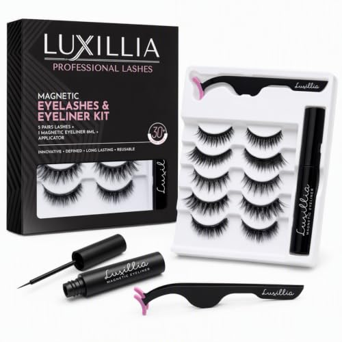 Luxillia Magnetic Eyelashes Kit - 7 Natural Eye Lash Sets with Applicator