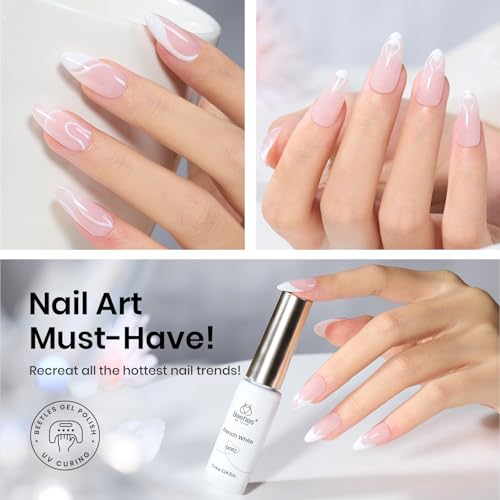 Beetles White Gel Nail Liner Polish with Built-in Fine Brush (7ml)