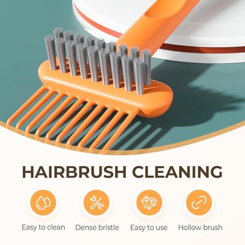 2-in-1 Hair Brush Cleaning Tool with Comb Pick & Bristles