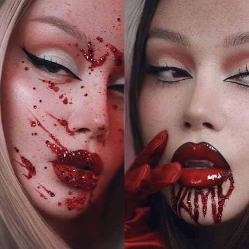 NOOEPC Red Face Gems Hair Gems, Self-Adhesive Face Jewels Eye Jewels Rhinestones 3/4/5/6 mm DIY Face Gems Stick on, Rhinestones Gems Rave Accessories for Face Eyes