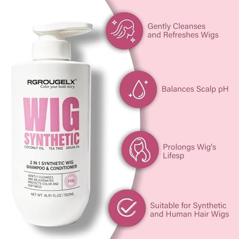 2-in-1 Wig Shampoo & Conditioner for Synthetic Hair, 500ml