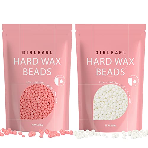 Hard Wax Beads 2-Pack, 1lb Rose for Coarse Hair Full Body, 1lb Unscented for Sensitive Skin Body, Brazilian Bikini, Eyebrow, Facial
