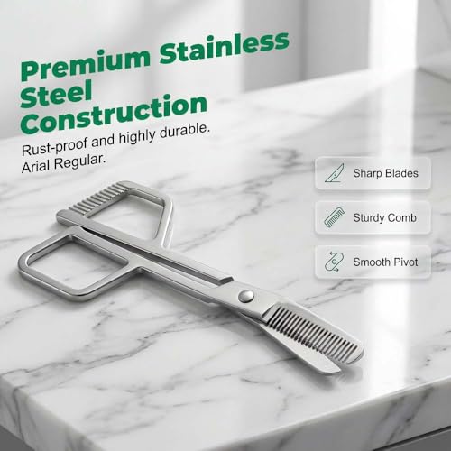 Stainless Steel Eyebrow Scissors with Comb - Precision Trimming Tool