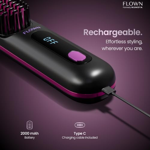 Flown Go Brush Pro - No Damage Heat Brush with USB-C Charging