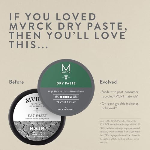 MITCH Paul Mitchell Dry Paste Texture Clay 3oz Men High Hold Ultra-Matte Hair Styling