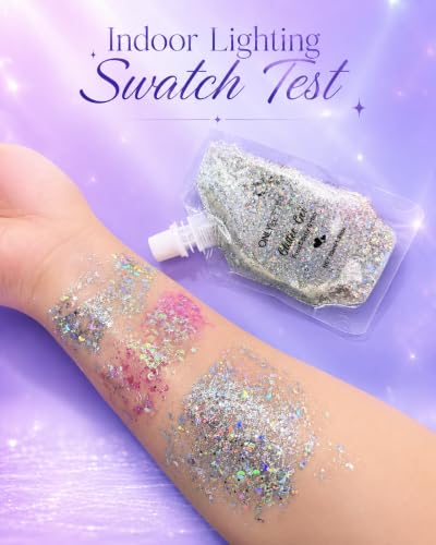 Silver Holographic Body Glitter Gel - Waterproof, 2 Pack