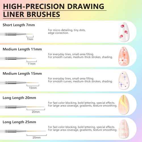 Nail Art Brushes and Dotting Tools, 10pcs Nail Art Design Tool Set, Nail Brushes for Nail Art, French Tip Brush, Liner Brush, Gel Polish & Builder Brush, Manicure Tools for Salon Use & Home DIY