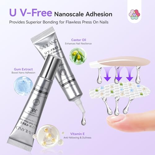SAVILAND Gel Nail Glue for Press-Ons - Strong, No UV Light Needed, 20g
