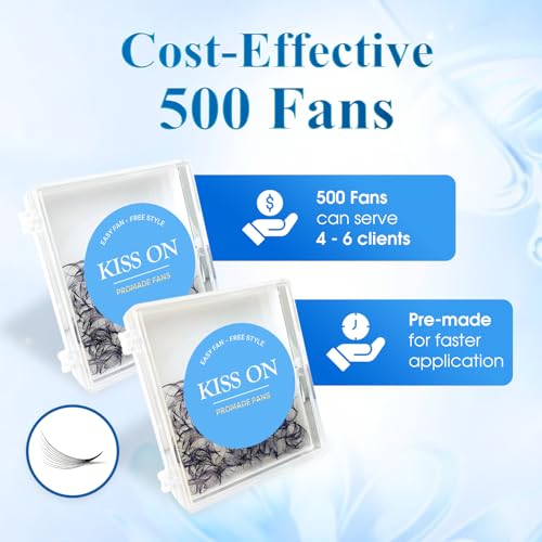 Kiss On 6D Premade Lash Fans 500 Pack | Volume Eyelash Extensions