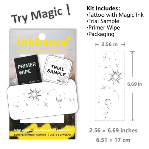 Celestial Sun Moon Stars Semi-Permanent Tattoo | 1-2 Week Wear